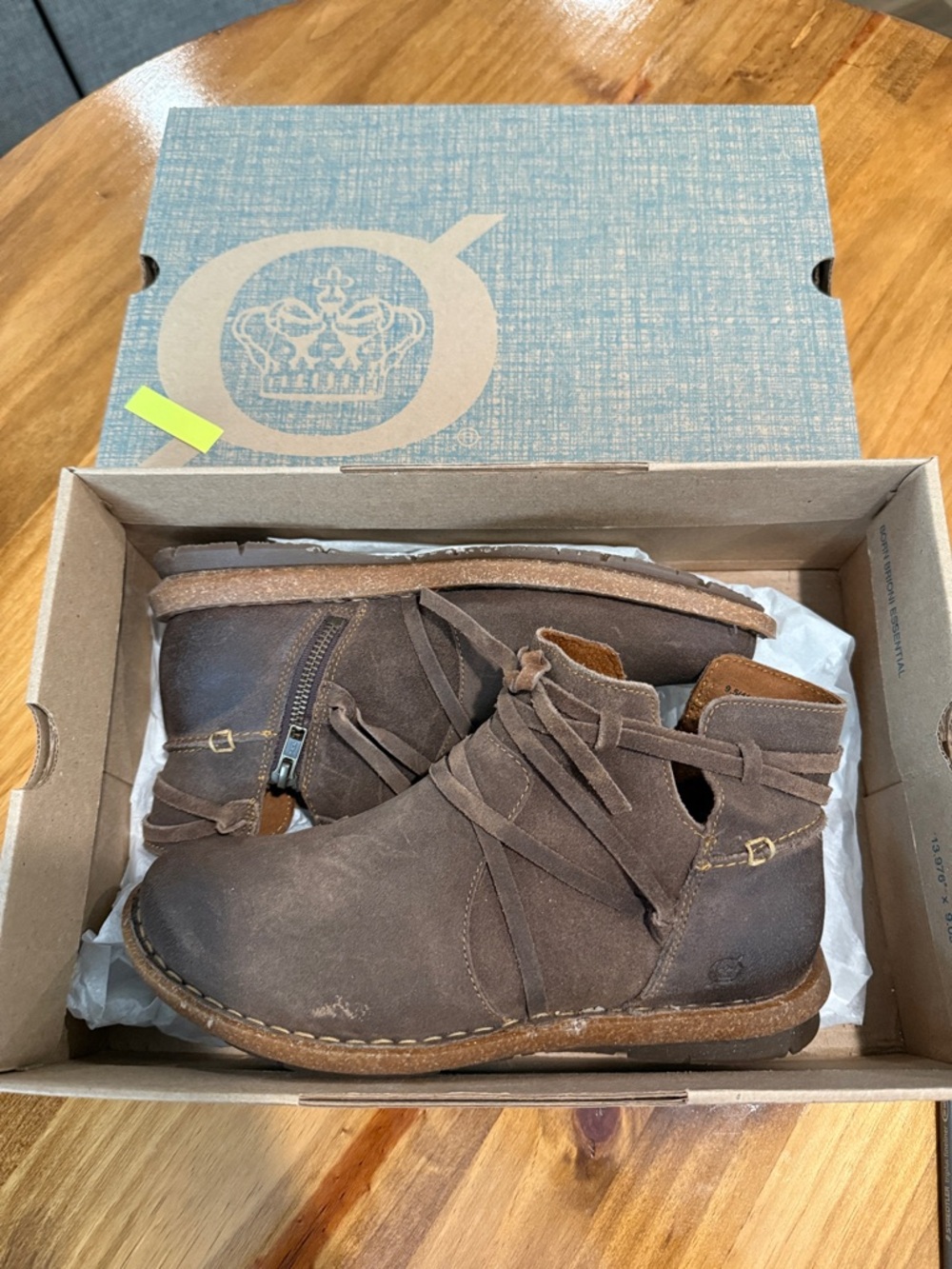 Born women’s Brown Suede Wrap-Strap Ankle Boots
